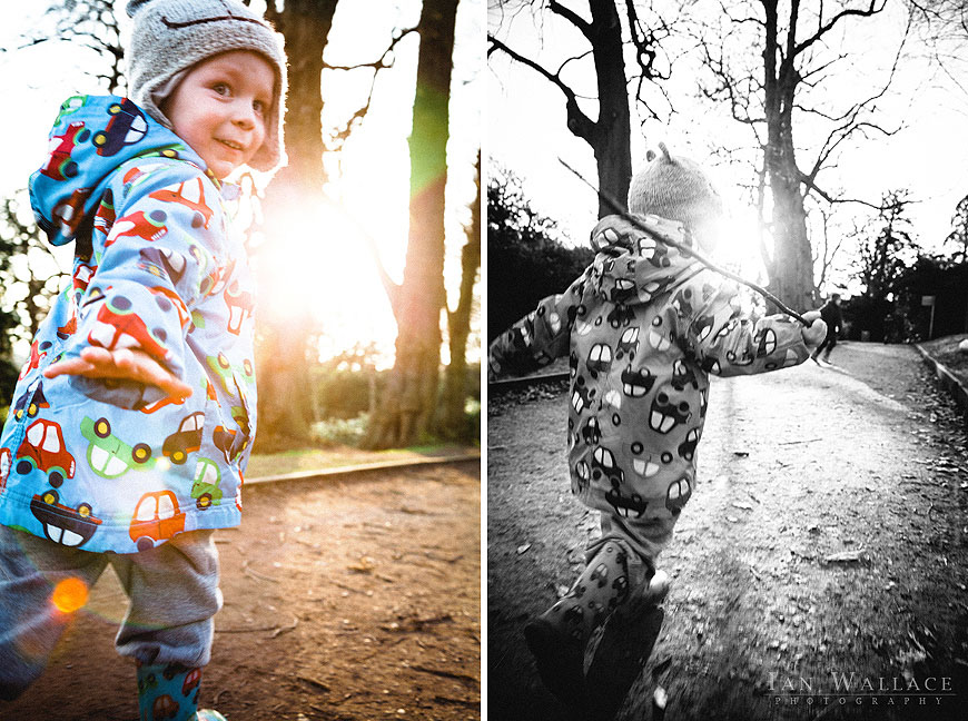 Boys running in the park