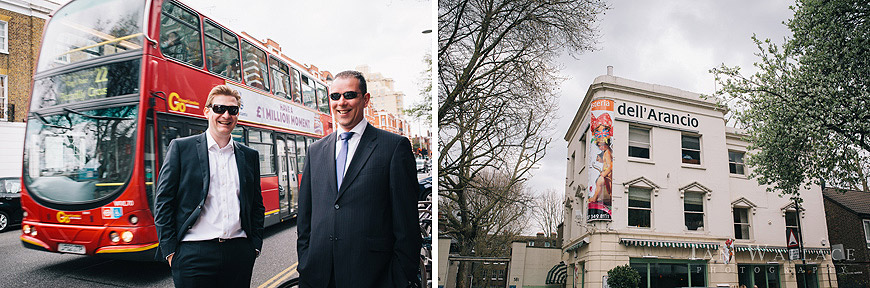 Posing next to an iconic London red bus on Kings Road
