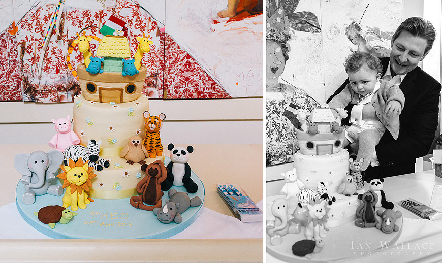 Beautiful Noah's ark cake to celebrate a Christening and birthday