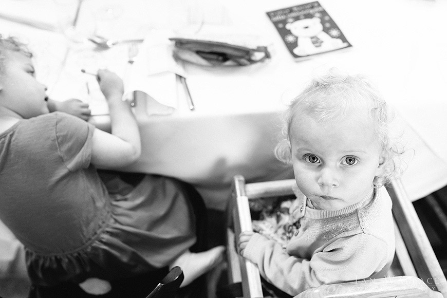 Candid shot of toddler looking at camera