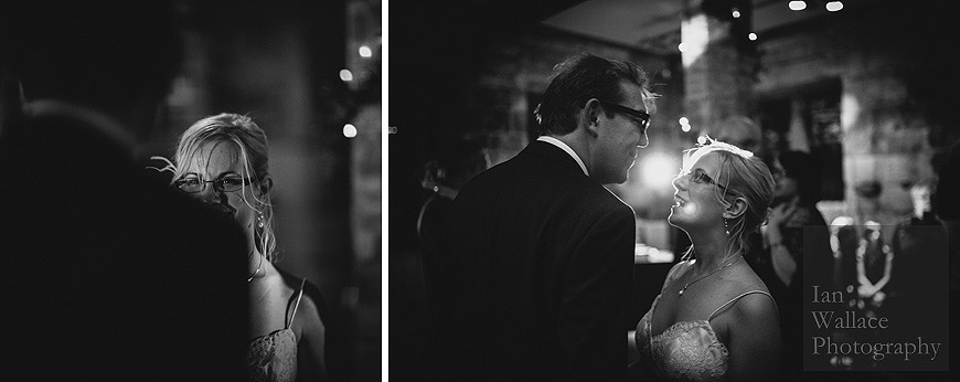 Black and white photographs of bride and groom dancing at York Hospitium