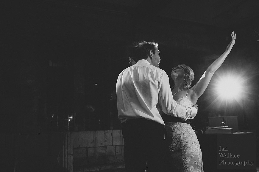 Elegant bride dances with her new huband
