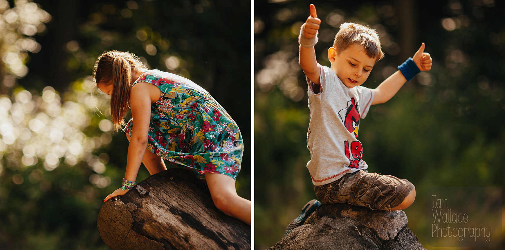 Natural individual portraits of brother and sister during an informal photo shoot