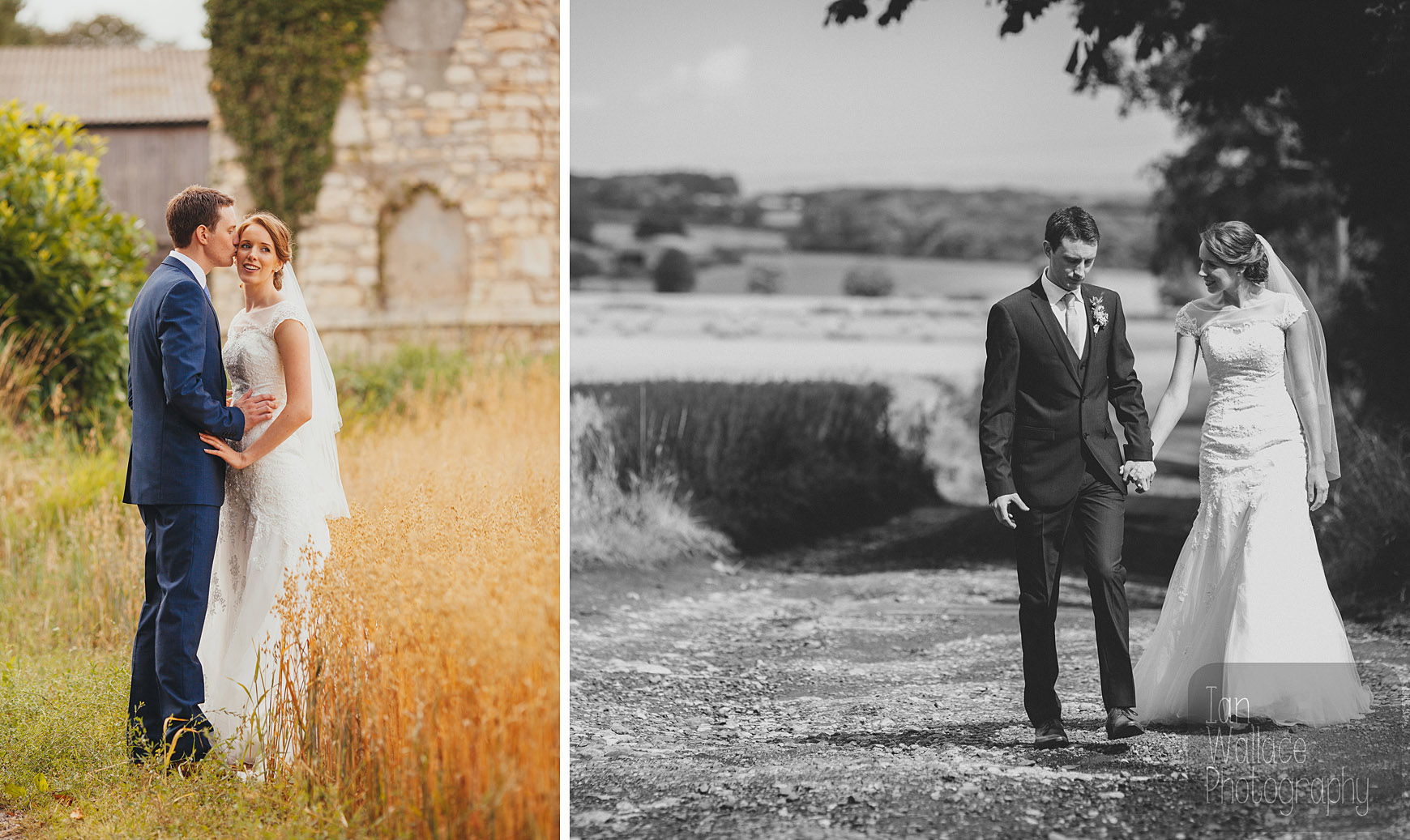 Newly-weds having informal fine art portraits taken after their wedding