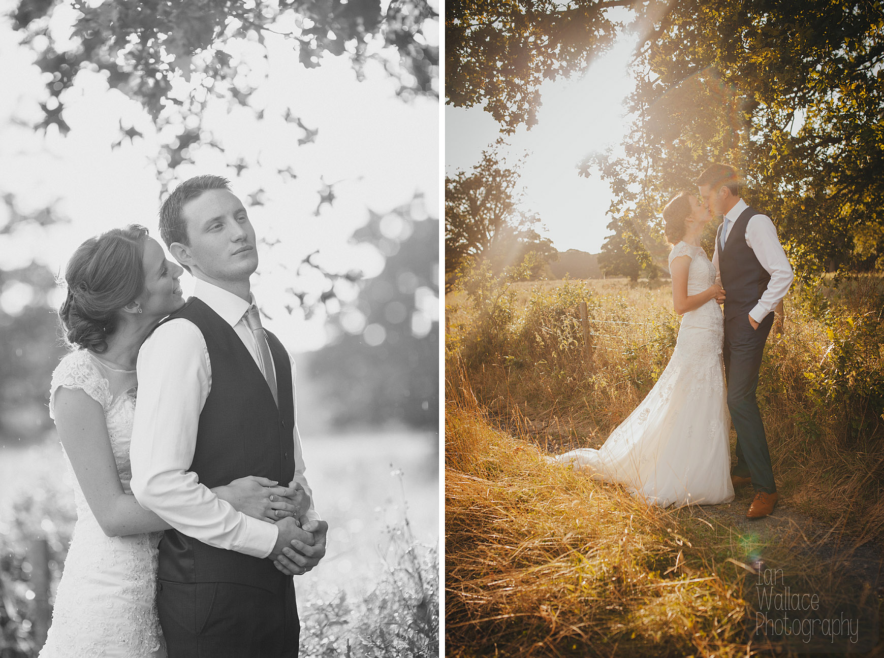 Beautiful sun drenched natural portraits of a bride and groom in Yorkshire