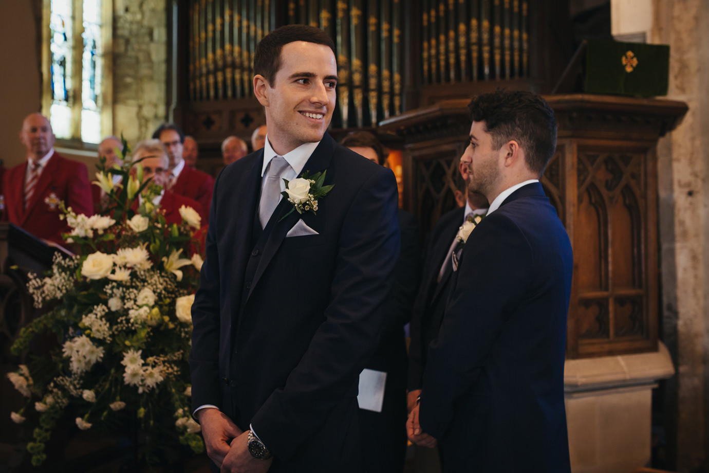 The grooms first glance Yorkshire wedding photography