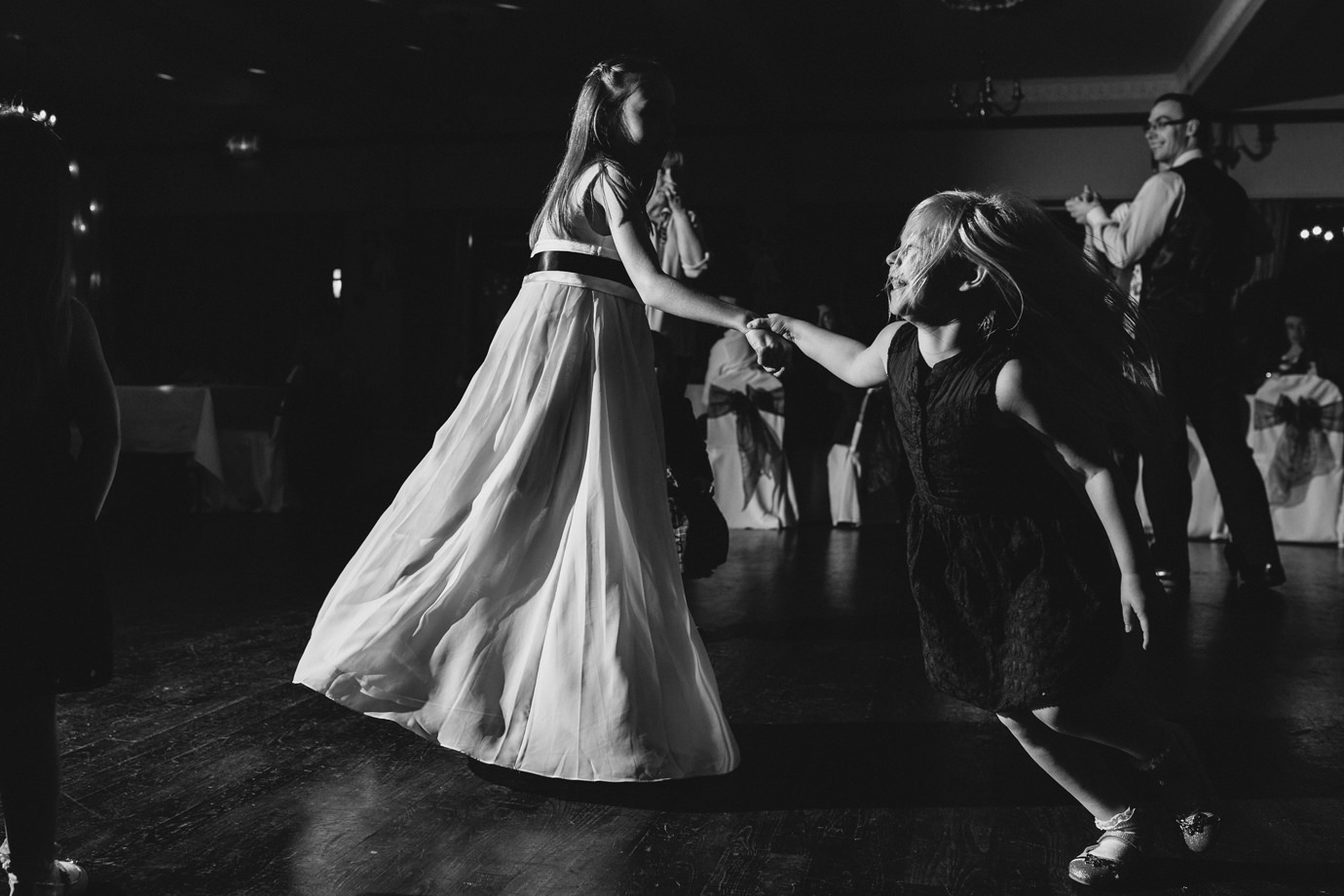 Girls dancing, Manchester documentary wedding photography