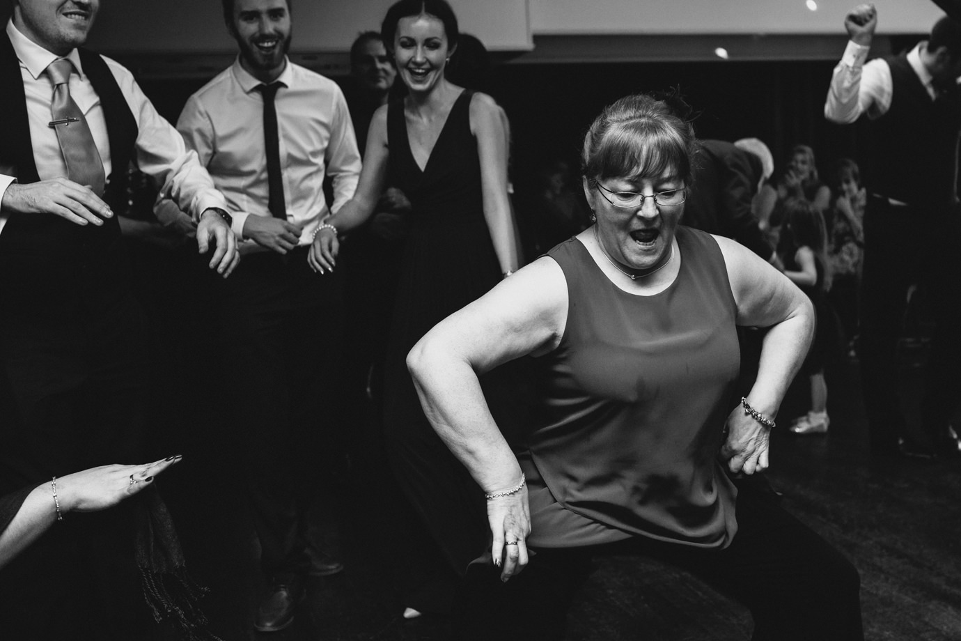Throwing shapes on the dance floor, Deanswater Hotel wedding photography