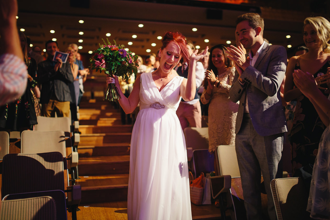 Brides entrance, documentary wedding photography, Royal Festival Hall, London