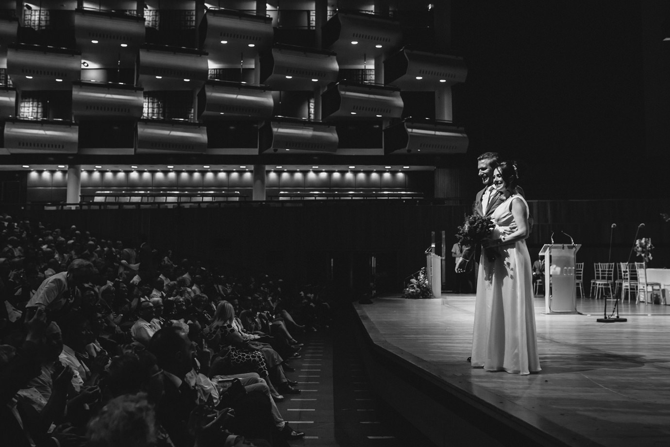 Newlywed couple, Royal Festival Hall, documentary wedding photography